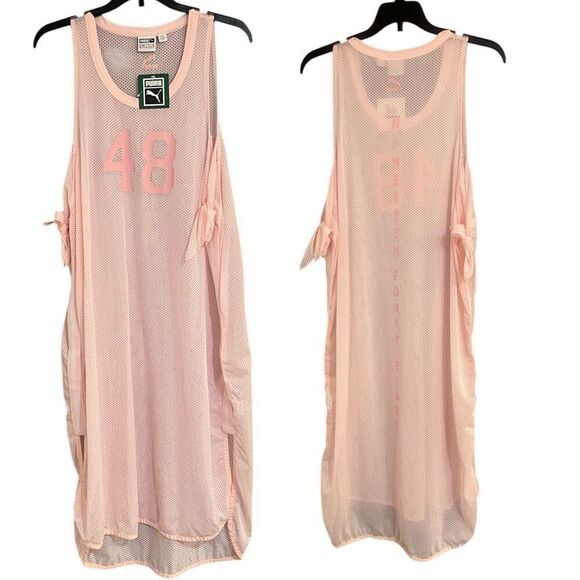 Puma Mesh Pink Activewear 48 Off Shoulder Crew Neck Graphic Dress Sz‎ XXL - Picture 2 of 6